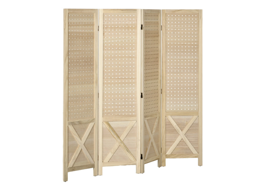 HOMCOM Biombo de 4 Paneles Separador de Ambientes Plegable 152×1,7×144,5 cm Divisor de Habitación de Madera…