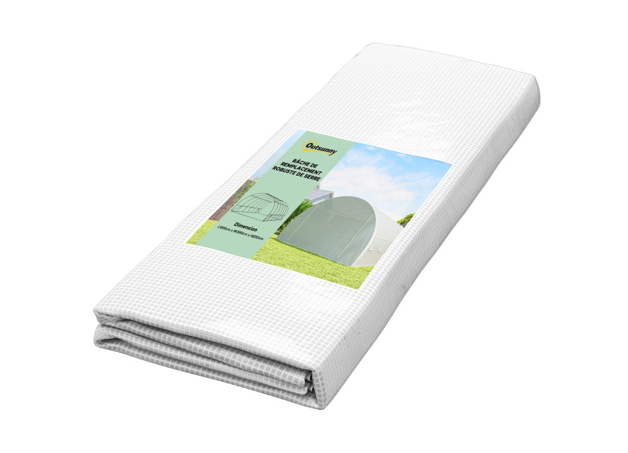 Lona Outsunny 6x3x2 m, Invernadero Tipo Túnel 6x3x2 m, Anti-UV, Impermeable, 12 Ventanas + Puerta Enrollable…