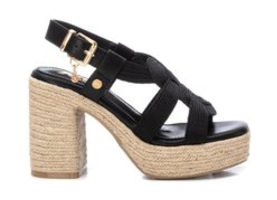 Sandalias tacón Xti negras con trenzado en el empeine