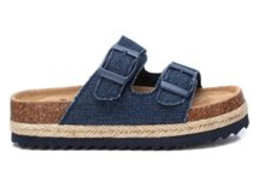 sandalias Xti tejanas de doble pala con hebilla y suela de rafia