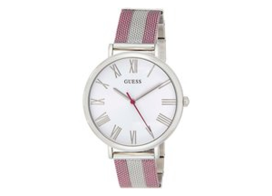 Reloj Guess Lenox para Mujer, Caja de Acero Inoxidable, Esfera Blanca con Números Plateado