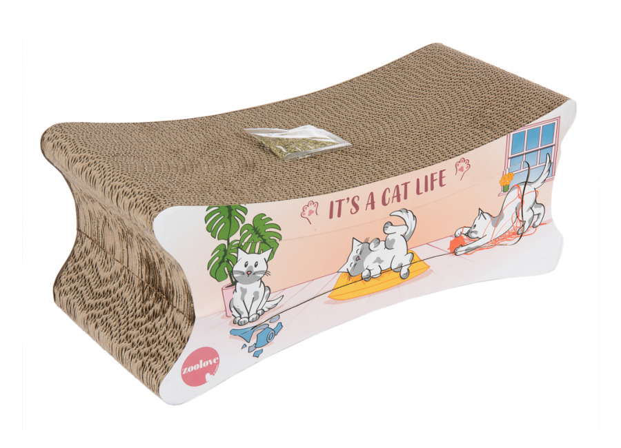 zooplus Exclusive Rascador de cartón 2 en 1 para gatos – 50 x 22 x 20 cm (L x An x Al)