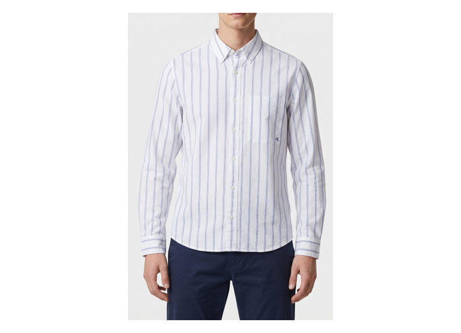 Calvin Klein Ls Stripe Oxford Classic Shirt Brilliant White | Camisas Casuales Outlet | Hombre | Blanco