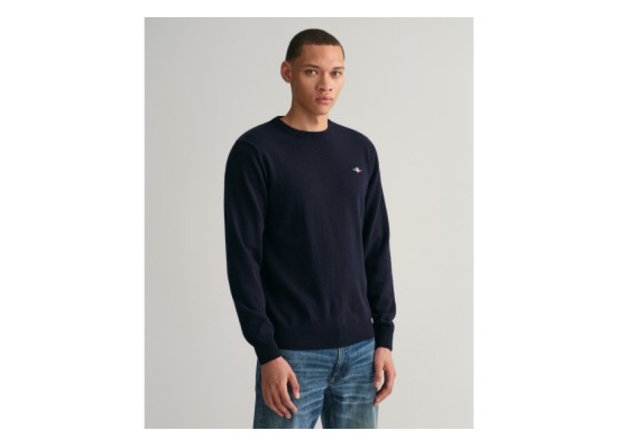 Gant para hombre. 87211 Jersey de cuello redondo marino (3XL), Casual, Lana, Manga larga