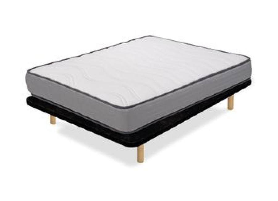Pack Base Tapizada Tapiflex Flex Negro 90×190 + Colchón Viscogel Enzo Firmeza Alta