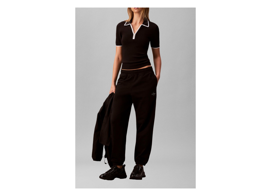 Calvin Klein Monologo Foil French Sweatpants Black | Pantalones Deportivos Outlet | Mujer | Negro