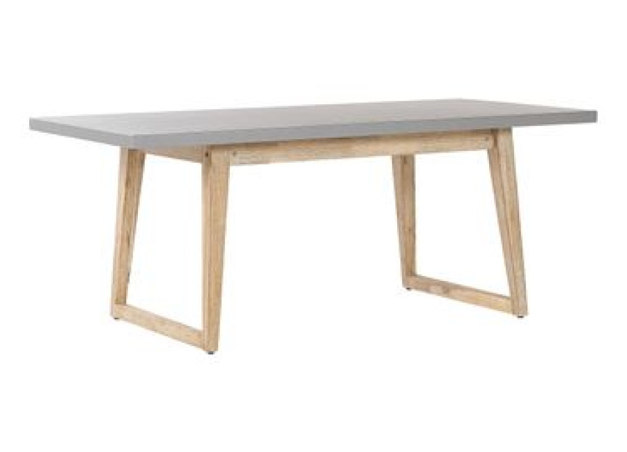 Mesa De Jardín Tablero De Cemento Reforzado Gris Patas De Madera Acacia 180 X 90 Cm 6 Plazas