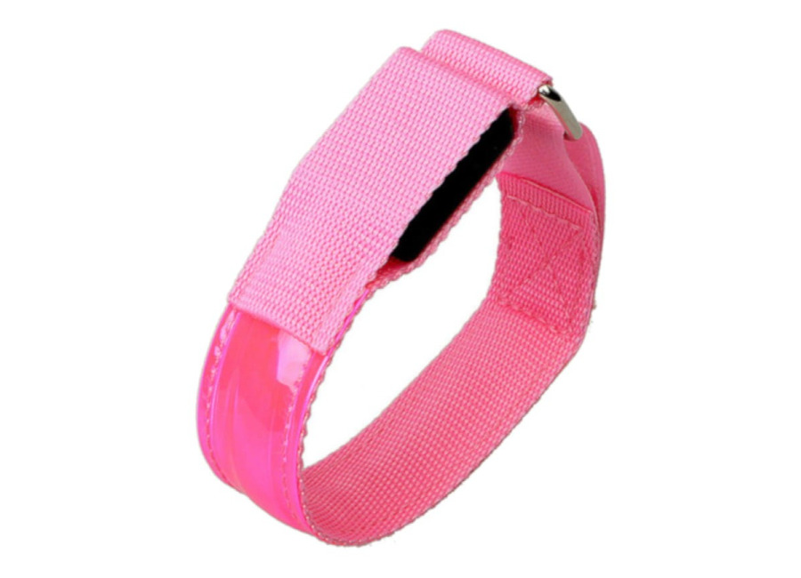 PowerPlanet Brazalete LED Reflectante Running Ajustable Rosa