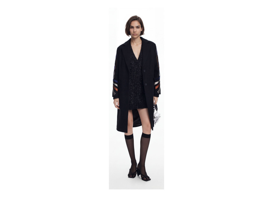 Desigual, Abrigo mangas estampadas, Negro