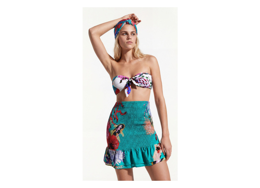 Desigual Minifalda sostenible corales, Viscosa, Azul