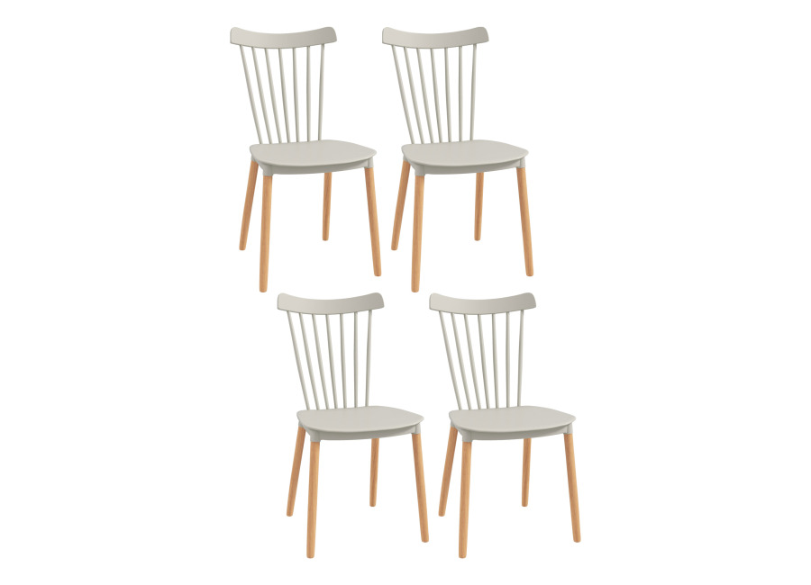 HOMCOM Juego de 4 Sillas de Comedor Estilo Nórdico Sillas de Cocina con Respaldo Alto Asiento de Polipropileno y Patas de Madera de Haya Carga 120 kg 48×52,5×83 cm Gris