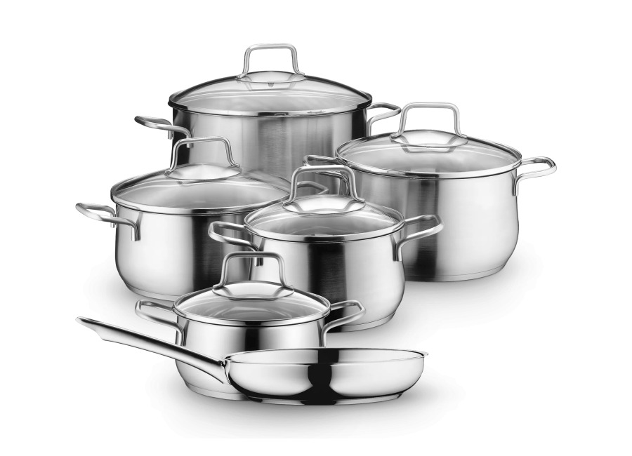 Batería de Cocina Brillant 6 Piezas, Tapas de Vidrio, Bordes Vertedores WMF
