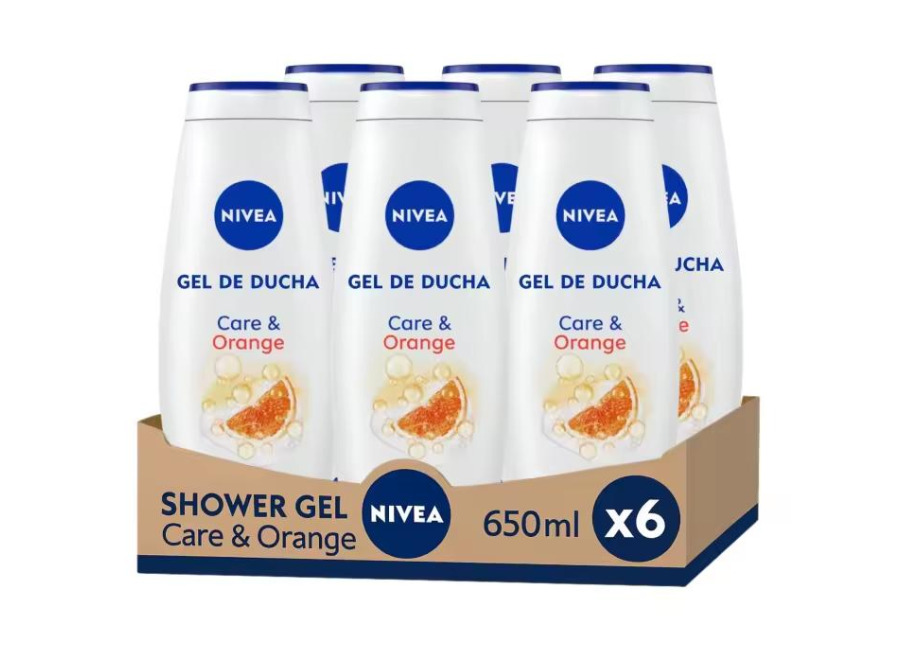 NIVEA Gel de Ducha Care & Orange – Paquete de 6 x 650 ml