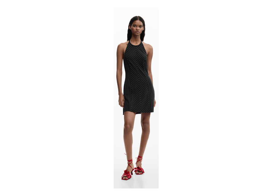 Desigual Vestido mini halter, Mujer, Azul