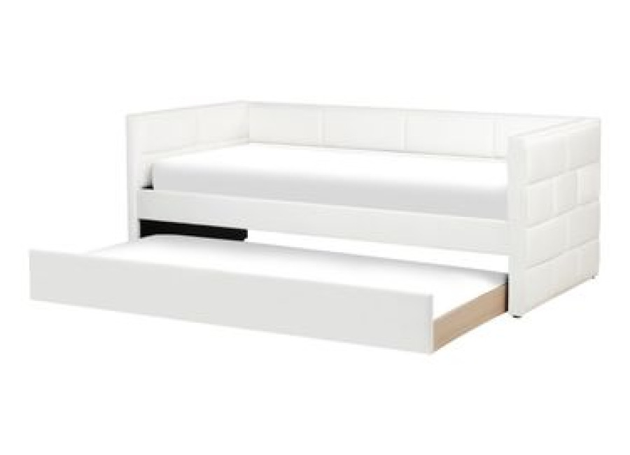 Cama Nido Con Somier De Terciopelo 90 X 200 Cm Listones Glamuroso Blanco Crema Chavonne Ii