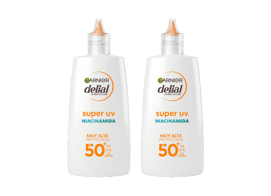 GARNIER| Delial Pack de 2 SUPER UV Niacinamida FPS50+ Crema Fluida Diaria Anti-Imperfecciones, 2x40ml
