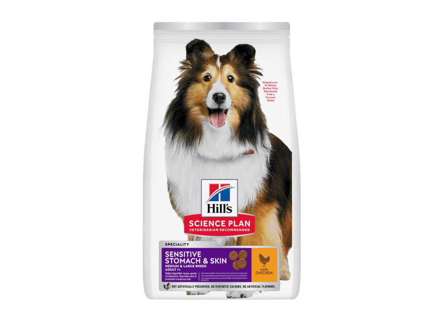 Hill’s Science Plan Sensitive Stomach & Skin Adult 1 + Medium con pollo – 14 kg
