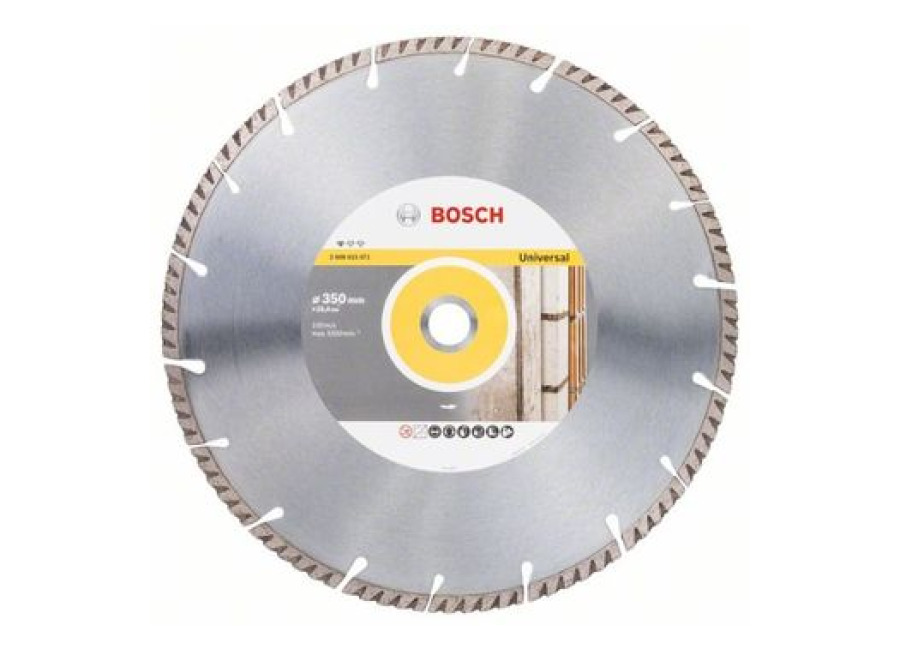 Disco Diamantado 350 Mm Turbo Universal S4u De Bosch Para El Corte Profesional En La Construcción, Plateado