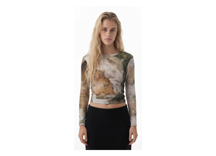 Desigual Camiseta cuello alto caballo, Algodon, MarróN