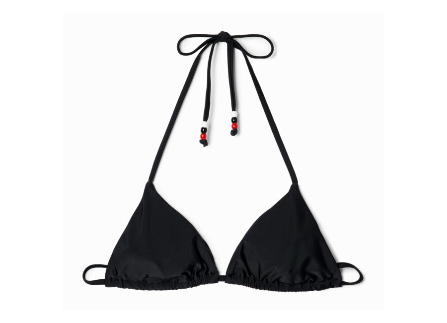 Desigual Top bikini triangular Stella Jean, Negro