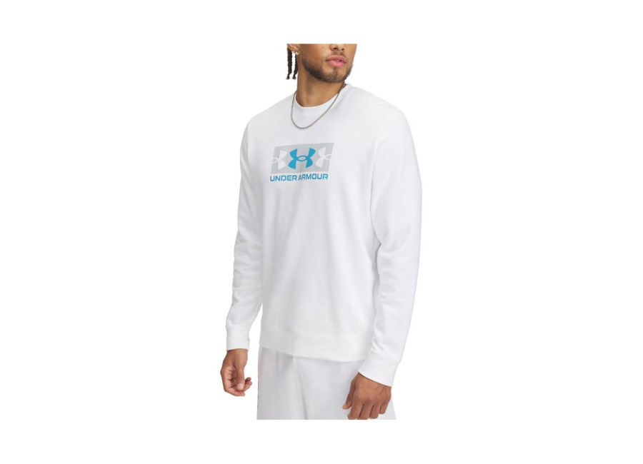 Sudadera Under Armour Rival Terry Logo Crew Hombre Blanco