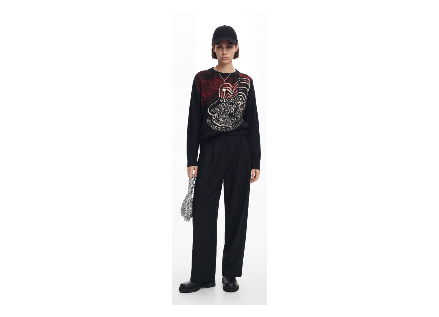 Desigual Jersey punto ondas M. Christian Lacroix, Negro