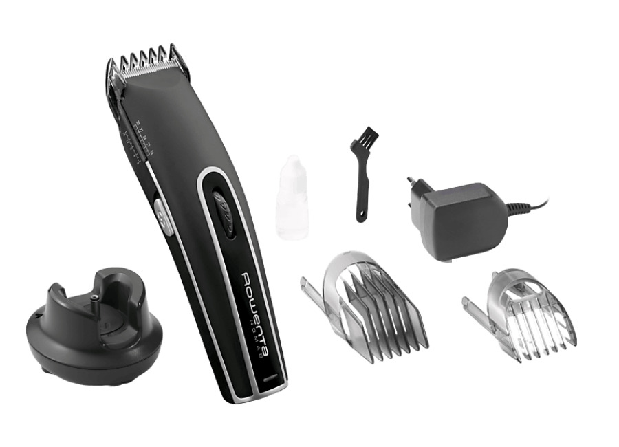 Rowenta Cortapelos – Rowenta Nomad, 19 longitudes, Uso con y sin cable, 2 peines, 40 min, 6250 rpm, Acero Inox., Negro