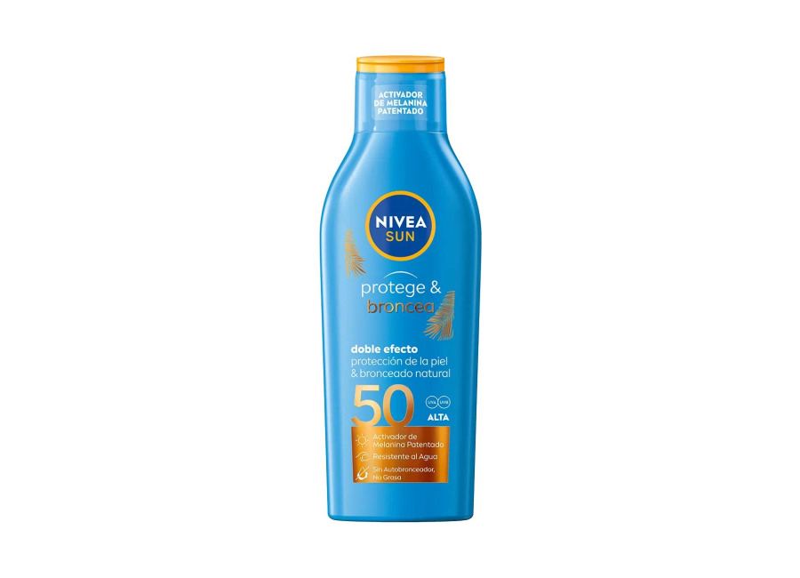 NIVEA Sun Protege & Broncea SPF 50 doble efecto estimula el bronceado natural de la piel 200 ml