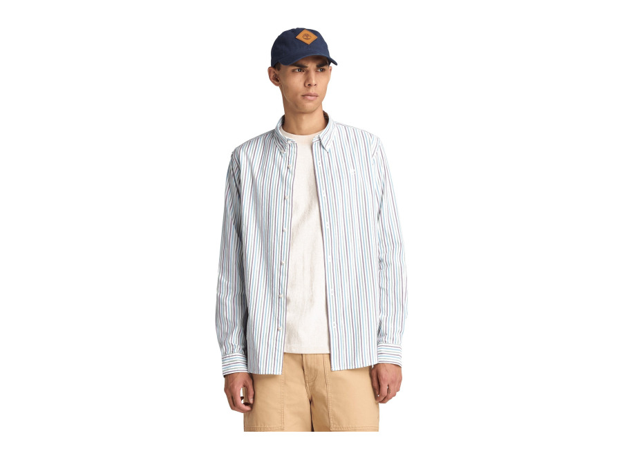 Timberland Striped Shirt White Yd | Camisas Casuales Outlet | Hombre | Blanco