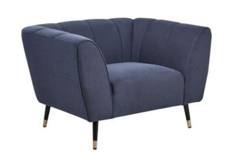 Sillón De Tela Asiento Ancho Y Profundo Respaldo Bajo Acolchado Azul Oscuro Orsta