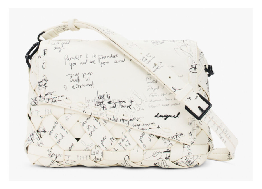 Desigual Bolso mediano lettering, Mujer, Poliuretano, Blanco, U