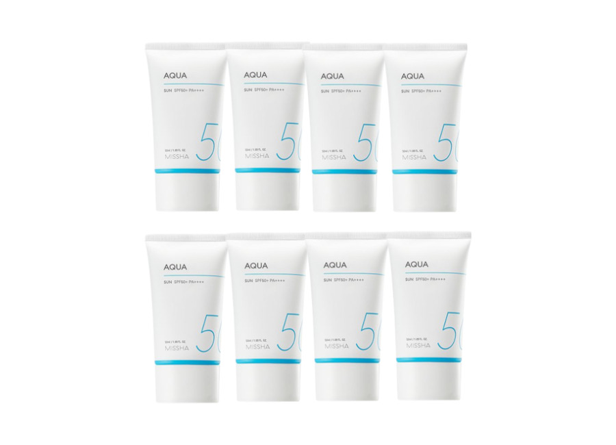 MISSHA All-Around Safe Block Aqua Sun SPF50+ PA++++ (New version of All-Around Safe Block Aqua Sun Gel ) – 50ml (8ea) Set