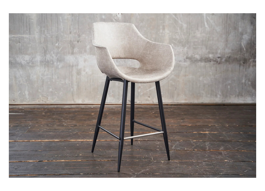 KAWOLA taburete de bar ZAJA taburete de bar altura del asiento 76 cm microfibra crema blanco