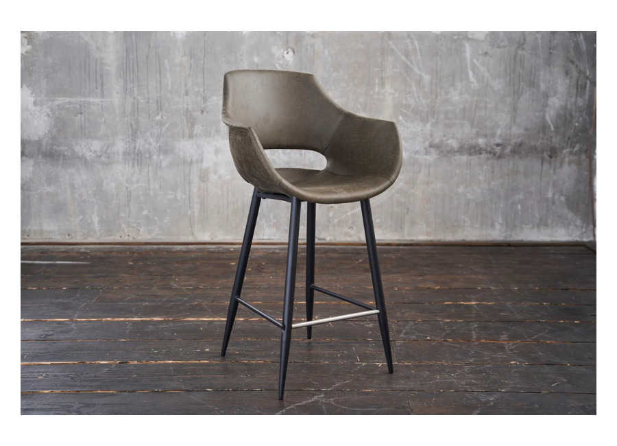 KAWOLA taburete de bar ZAJA taburete de bar altura del asiento 76 cm microfibra oliva