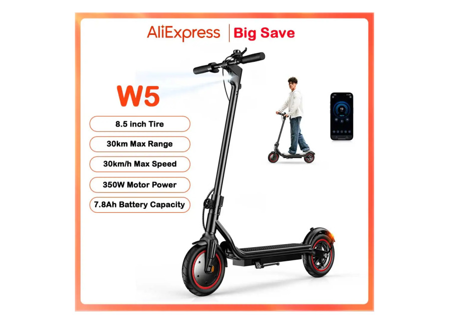 Patinete eléctrico W5, Motor de 8,5 pulgadas, 350W, batería de 36V7.8Ah, velocidad máxima de 30km, rango…