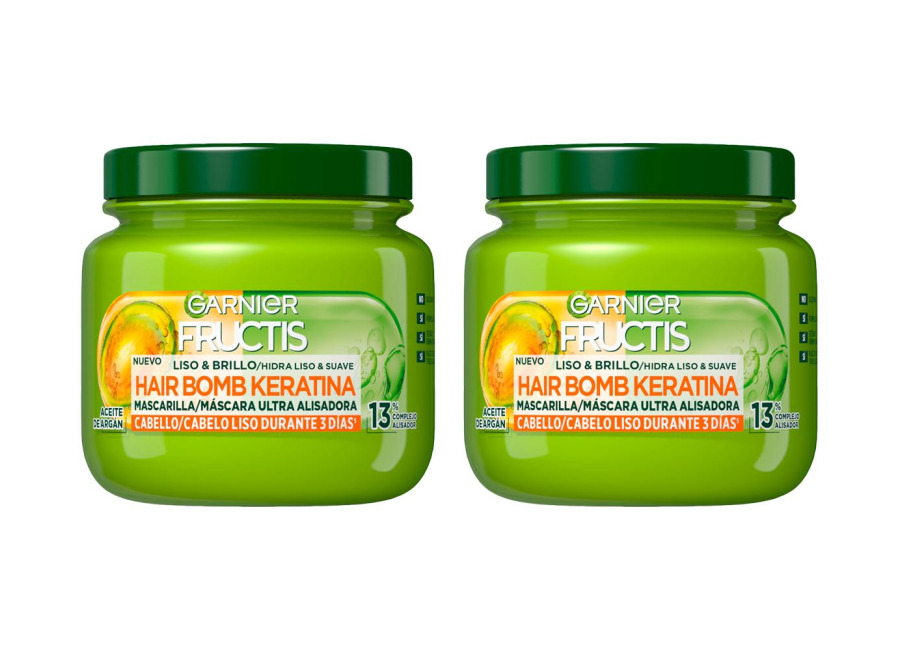 Garnier Fructis Liso & Brillo Champú, acondicionador y mascarilla para pelo Liso, Rebelde o Difícil de alisar