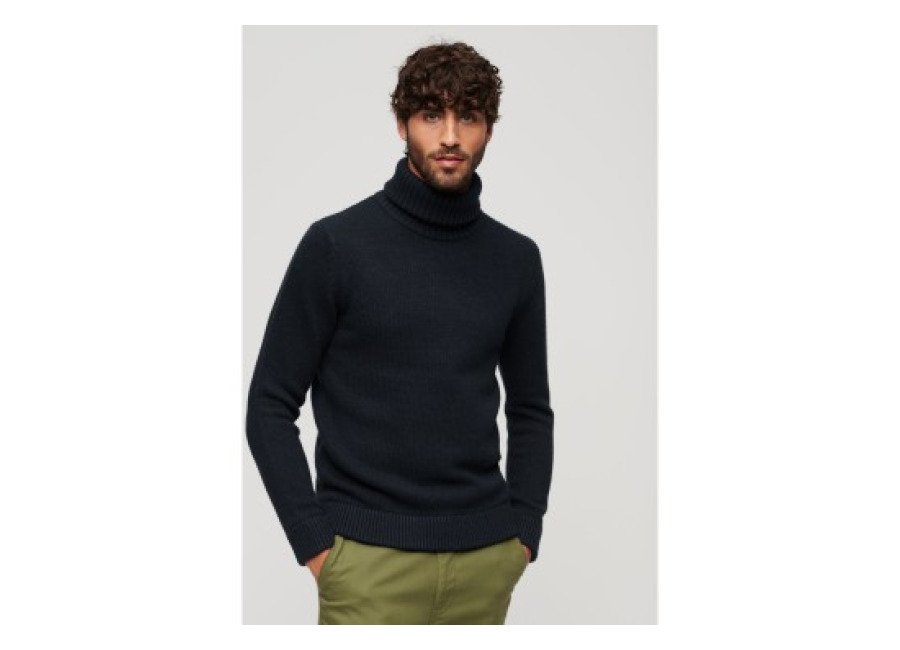 Superdry para hombre. M6110593A Jersey de cuello vuelto Merchant Store (S), Casual, Acrílico, Manga larga, Marino