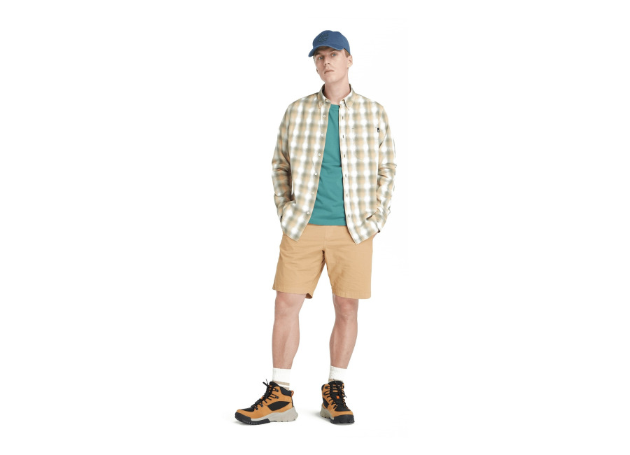 Timberland Check Poplin Shirt Cassel Earth Yd | Camisas Casuales Outlet | Hombre | Marrón