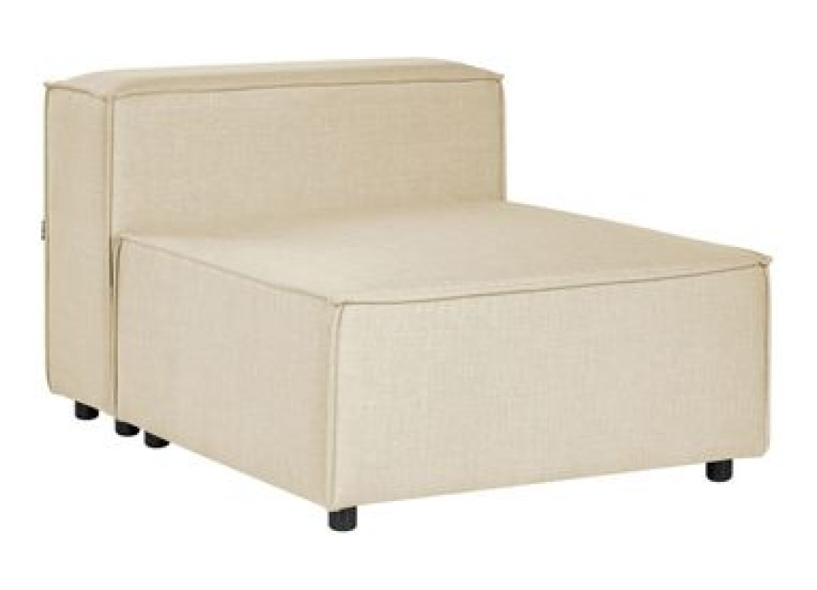 Sillón Modular 1 Plaza Asiento Acolchado Patas Negras Tapicería De Lino Poliéster Beige Aprica