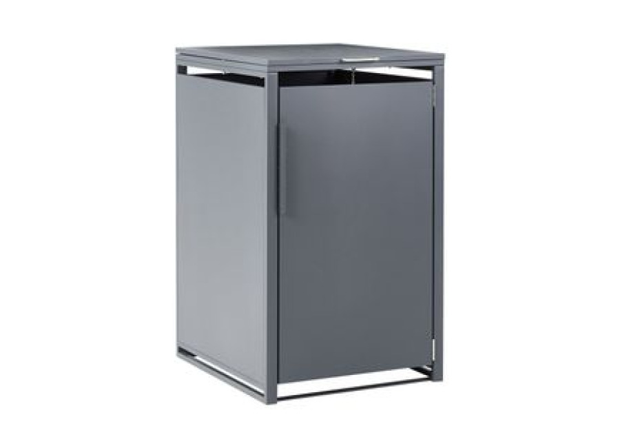 Cobertizo De Metal Para Cubo De Basura De Exterior Apertura Superior Con Cadena Para Contenedor De 240 Litros Acero Galvanizado Gris Oscuro Piacenza