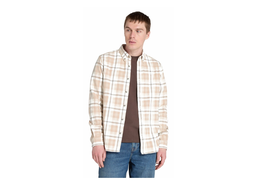 Timberland Midweight Flannel Check Shirt Angora Yd | Camisas Casuales Outlet | Hombre | Gris
