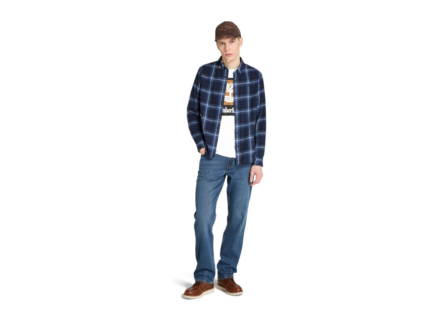 Timberland Midweight Flannel Check Shirt Peacoat Yd | Camisas Casuales Outlet | Hombre
