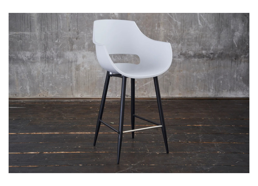 KAWOLA taburete de mostrador ZAJA taburete de bar altura del asiento 65 cm plástico blanco