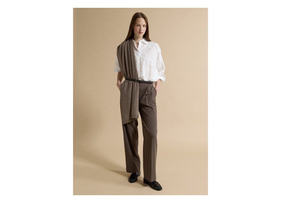 Piombo Contemporary, Pantalón De Vestir Marrón En Viscosa Elástica Regular Fit, Mujer, Marrón