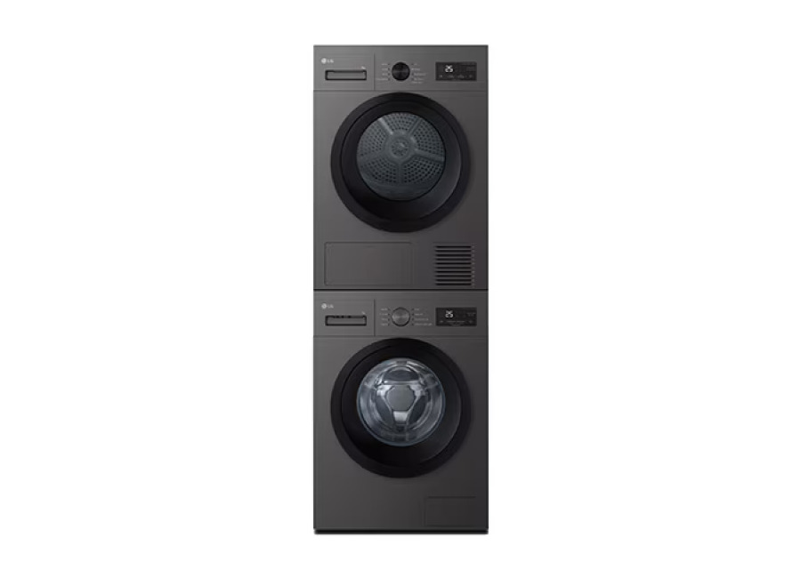 Outlet Torre de lavado y secado | LG, Bomba de calor Dual Inverter, 9kg lavado, 8kg secado, 1400rpm, serie 100,clasificación A/D, Silver grafito e Inox grafito – TORRE908NDK.OUTLET | LG ES