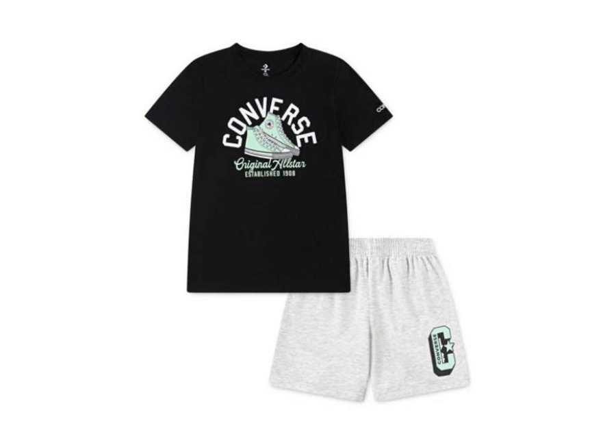 Conjunto Converse Cnvb Retro Remix Ft Short Set Niño Negro/Gri