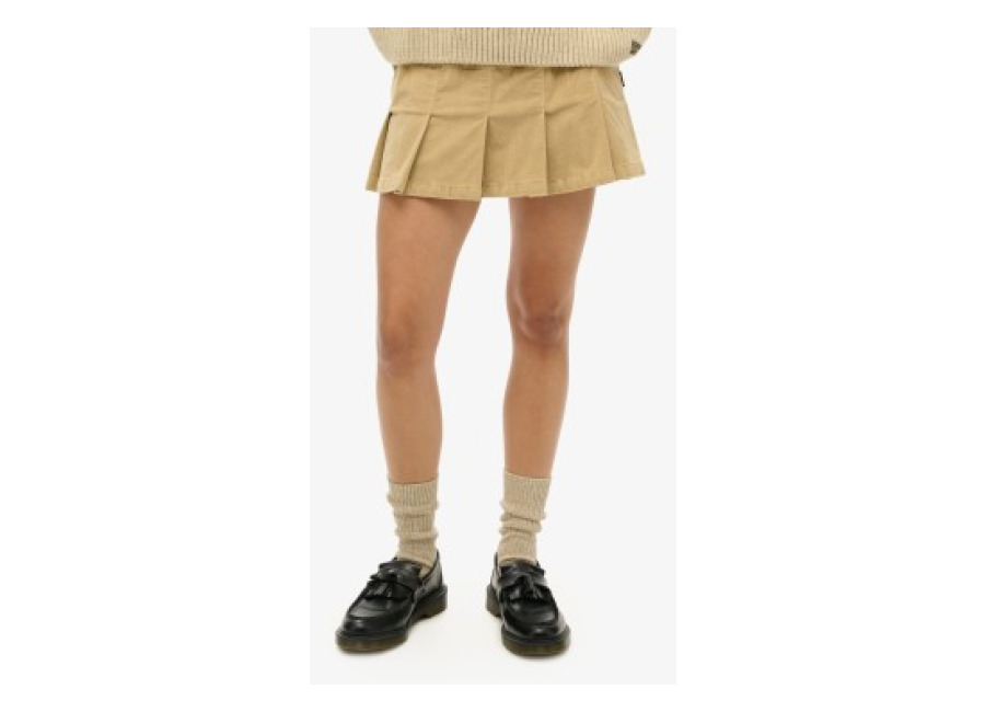 Superdry para mujer. W7210244A Minifalda Plisada De Pana Con Logotipo Vintage Logo beige (L), Casual, Algodón