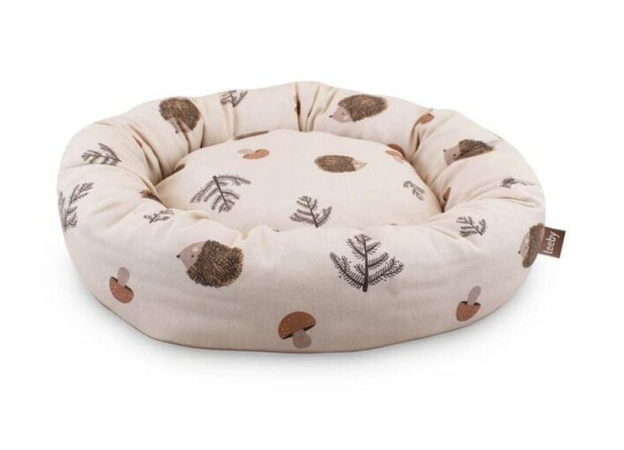 Leeby Cama Donut Antideslizante Blanca con Erizos para gatos