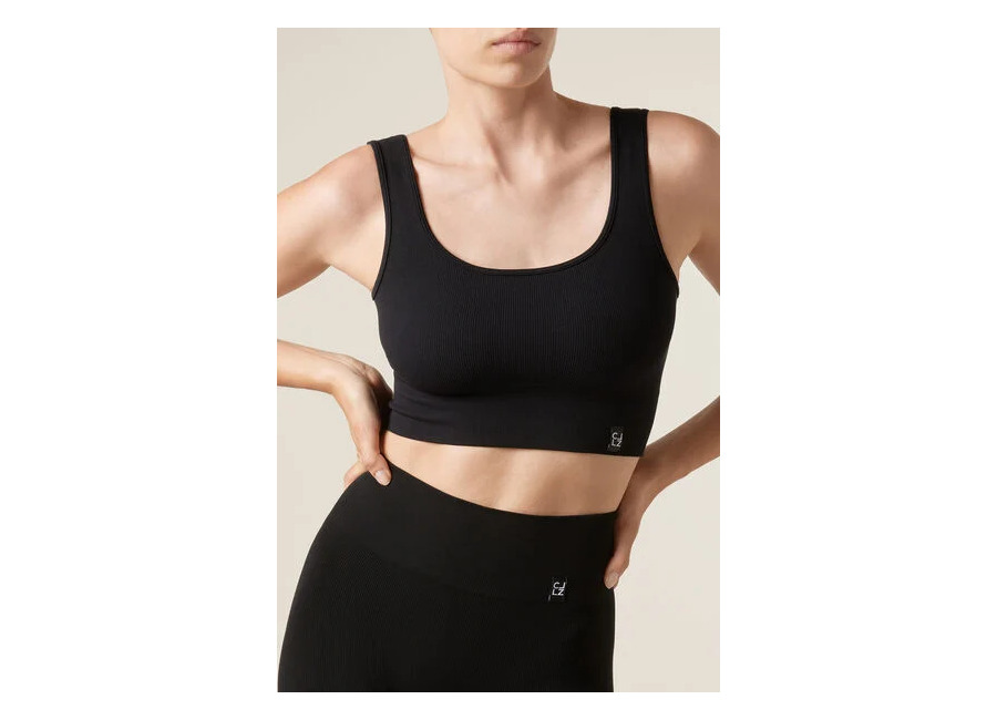 Calzedonia Top Deportivo Sin Costuras Mujer Negro
