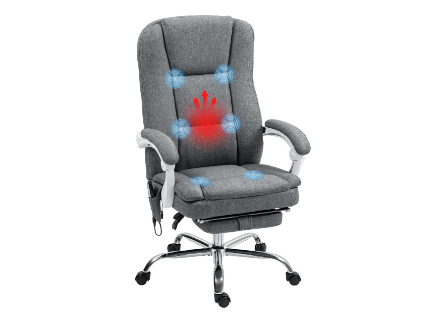 Silla de Escritorio HOMCOM con Masaje y Calefacción, Silla de Oficina Ergonómica con Altura Ajustable, Respaldo…